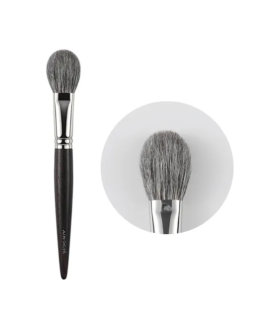 AIN #S113 Squirrel Hair Powder Blush Brush full product view, showing small angled brush for detailed blush application.