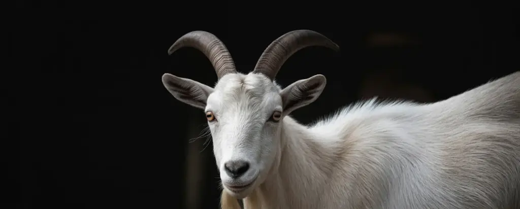 Portrait of a goat, representing natural animal hair used in makeup brushes for ethical discussion