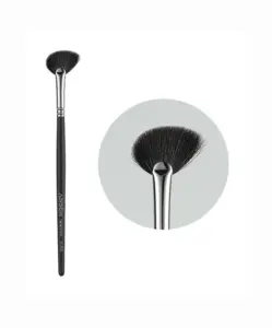 M405 Small Precision Fan Highlight Brush full product view, showing asymmetrical fan shape for precise face highlighting.