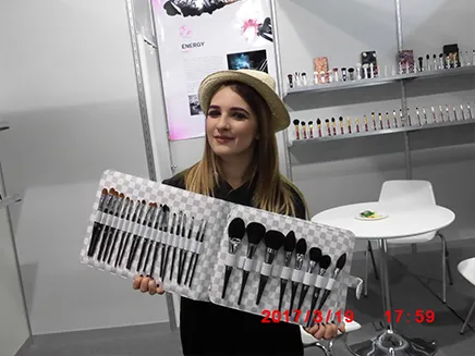 AINOCHI Factory team at the entrance of Cosmoprof Worldwide Expo in Italy, 2017.