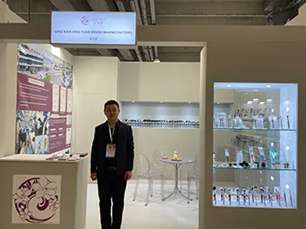 Booth display of AINOCHI Factory at the 2023 Cosmoprof Worldwide Beauty Expo in Italy.