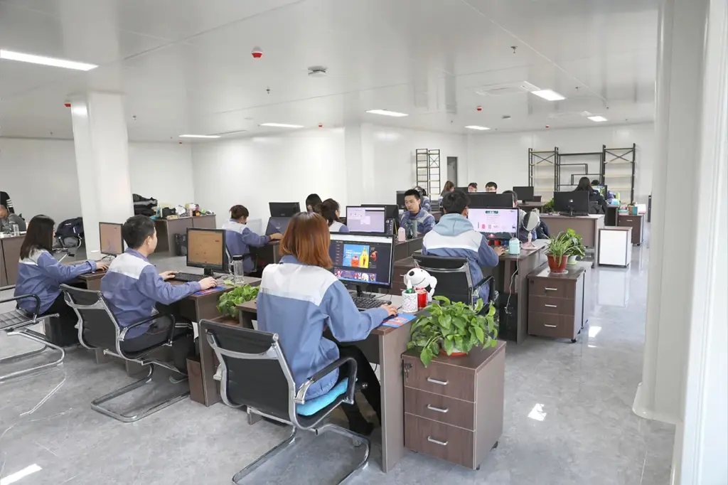 Professional office for efficient coordination, with employees managing production and business operations.