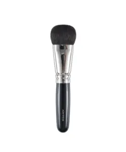 Ainochi G102 dense round cheek brush white background handle side view, G series short handle round cheek brush with lock ferrule technology