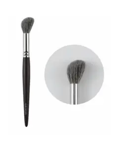 Ainochi S5530 angled round highlighter brush side angle view with handle, professional blue squirrel round highlighter brush for contour and glow